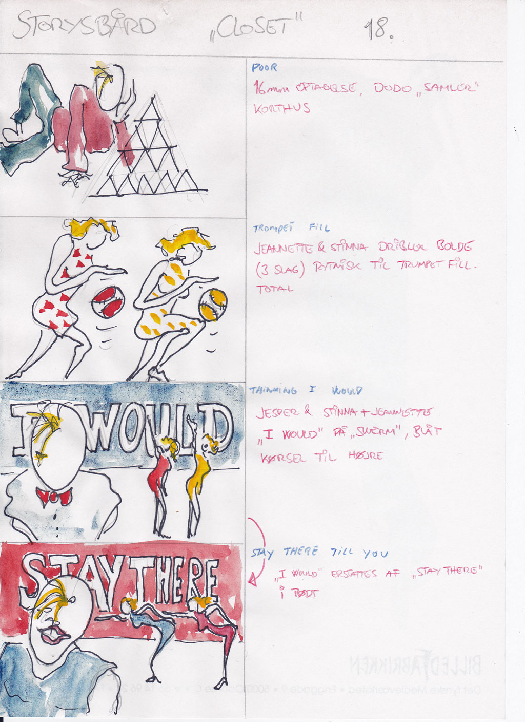 Charlotte Scheel storyboard for music video 