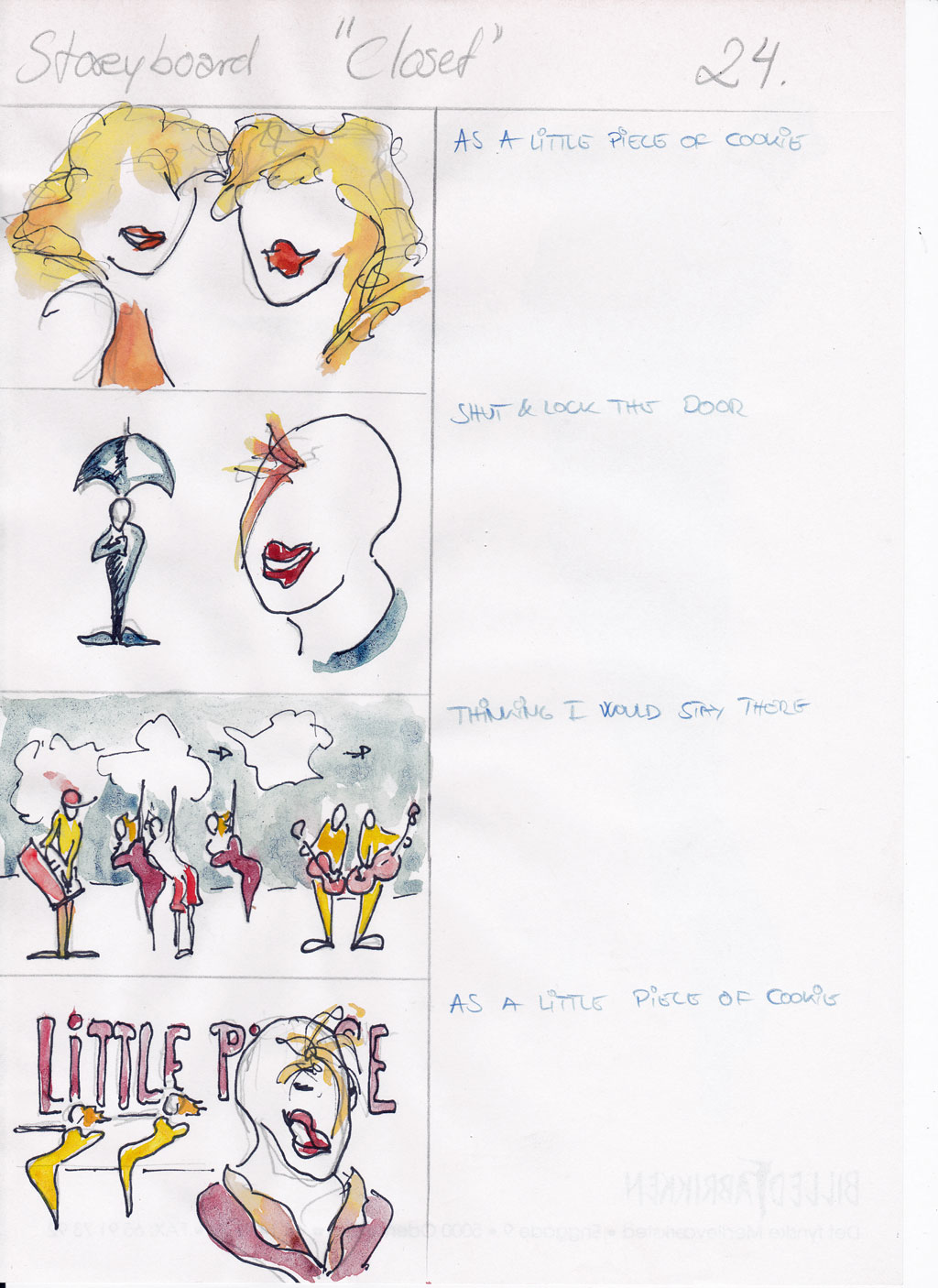 Charlotte Scheel storyboard for music video 