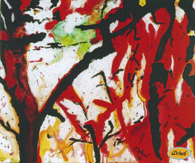 skov woods red rød maleri painting abstrakt abstract atmosphere charlotte scheel
