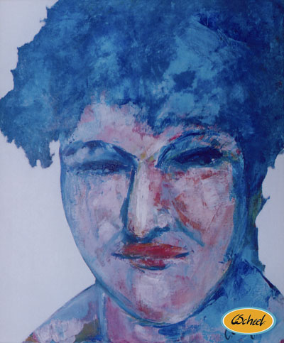 portrait blue portræt maleri art kunst charlotte scheel