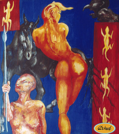 firben hest kvinde maleri female horse lizard symbolic art symbolistisk kunst