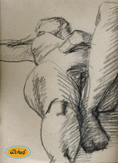 Kvinde croquis tegning liggende woman drawing charlotte Scheel