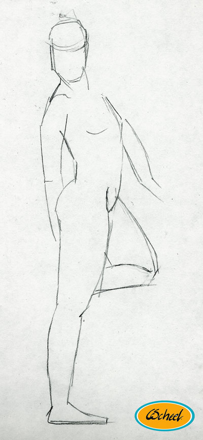 kvindelig model female model drawing tegning
