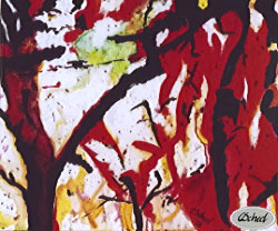 skov woods red rød maleri painting abstrakt abstract charlotte scheel